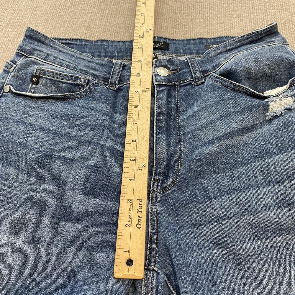 Judy Blue Capri Jeans Womens 14W Dark Wash High Rise Distressed Stretch Denim - Picture 8 of 12